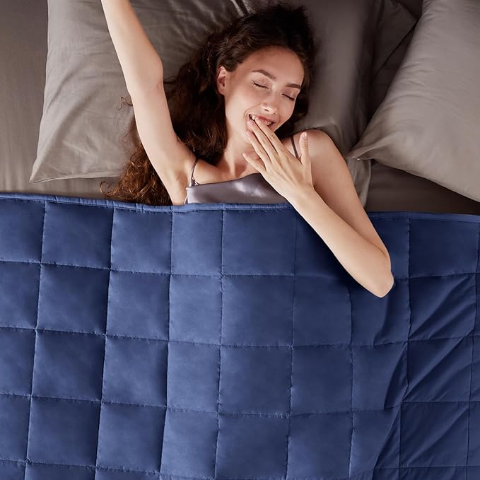 Weighted Blanket Twin Size (48"x72" 15lbs),Ultra Soft and Cozy Cooling Weighted Blanket Twin Size for Adult,Heavy Blanket with Machine Washable Soft Blanket, Blue