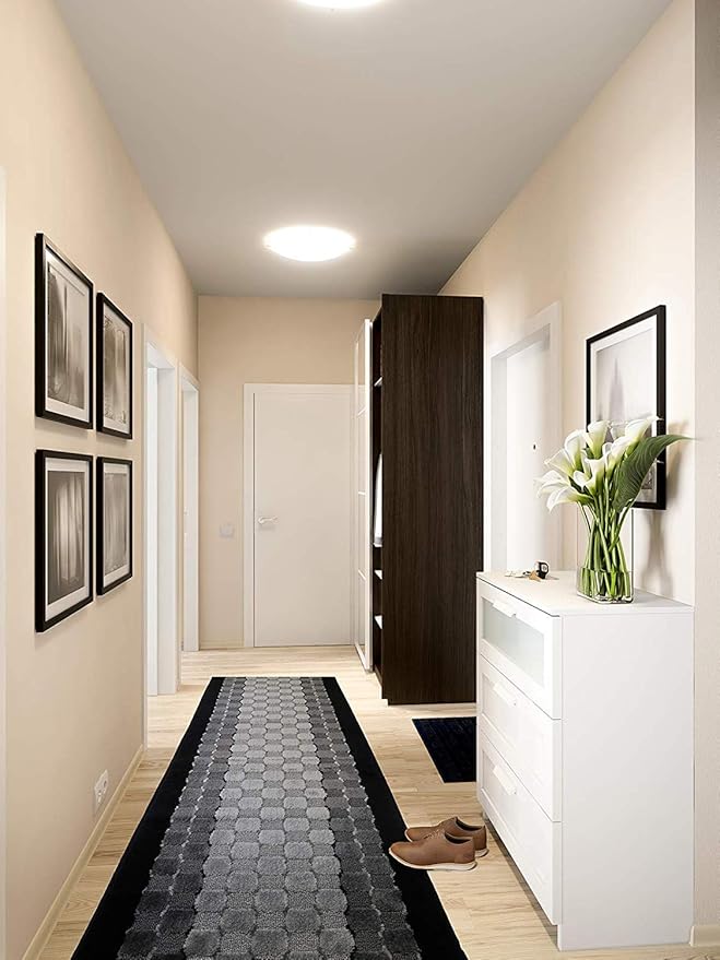 Custom Length Hallway Runner Rug,Slip Resistant,Checkered Black, 26 Inch X 23 feet, Sold and Priced Per Foot