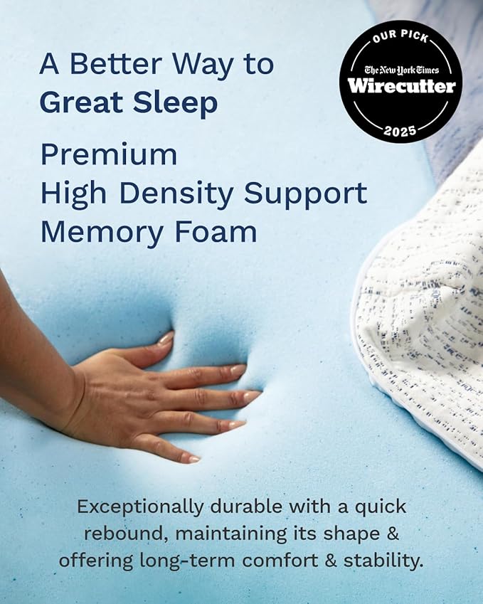ViscoSoft 4 Inch Memory Foam Mattress Topper Cal King - Select High Density Ventilated Mattress Pad - Premium Removable Rayon Cover