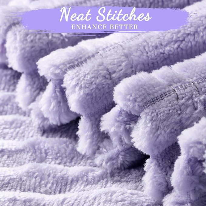 Buryeah 6 Pcs Flannel Throw Blanket Bulk 50 x 60 in Sleepover Blanket Outdoor Wedding Throw Lightweight, Oeko-tex Standard 100 Certified for Sofa Homeless Gifts (Light Purple)