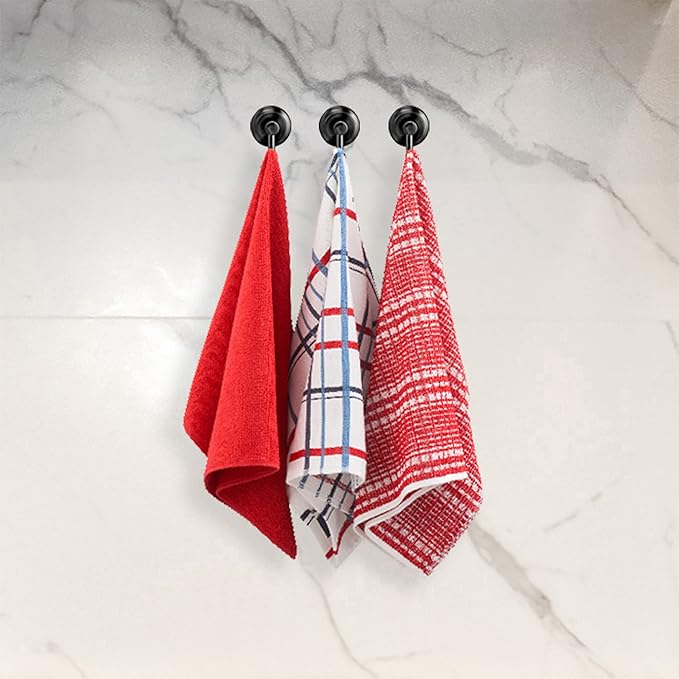 Nautica 100% Cotton Kitchen Towels Set of 3 | 18" X 28" Super Absorbent Reusable Cleaning Cloths, Tea Towels, Hand Towels for Drying Dishes | Red/White Plaid Dish Towels for Kitchen Shops & Bars