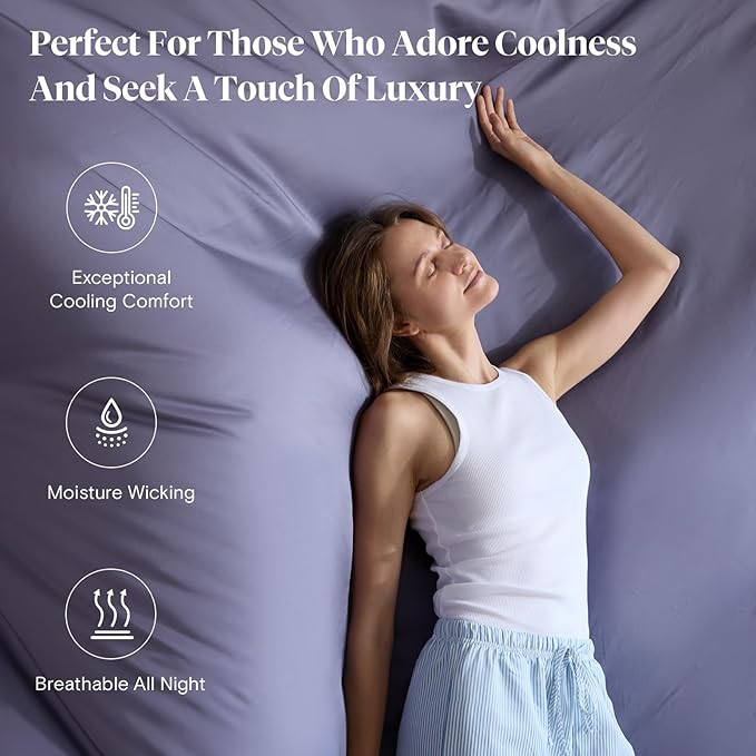 LuxClub Full Size Bed Sheets, 100% Rayon Derived from Bamboo Cooling Sheets, Breathable & Soft Deep Pocket Up to 16", Hotel Luxury Silky Sheets Full Size Set, Light Grey