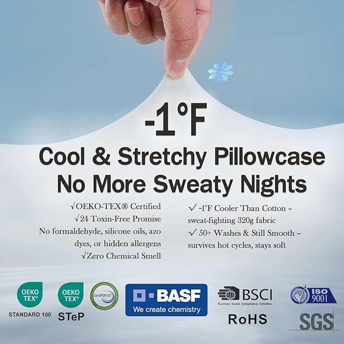 Cervical Neck Pillow for Memory Foam – Soft Ergonomic Side Sleeper Pillow for Neck Pain Relief, Ice Silk Zipperless Pillowcase, Eco-Friendly and Durable Material