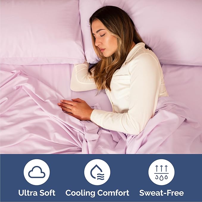 Cal King 6 Piece Sheet Set - Cooling & Breathable - Hotel Luxury Bedding, Includes Fitted Sheet for Women, Men, Kids and Teens - 1 Flat, 1 Fitted Sheet, 4 Pillowcases with Deep Pockets - Light Pink