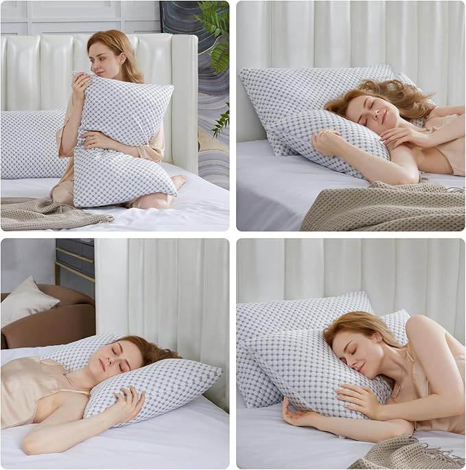 SAPHREAS Cooling Bed Pillows Queen for Sleeping, Luxury Hotel Shredded Memory Foam Pillows for Side Back Stomach Sleepers, Cool Firm Pillow for Neck Support