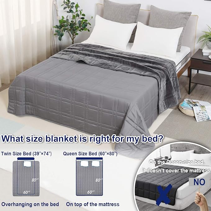OMYSTYLE Warming & Cooling Weighted Blanket for Adult (25lb, 60 X 80 Inches) - Reversible Tencel/Short Plush Twin Size Weighted Blanket, Bonus Carry Bag Included
