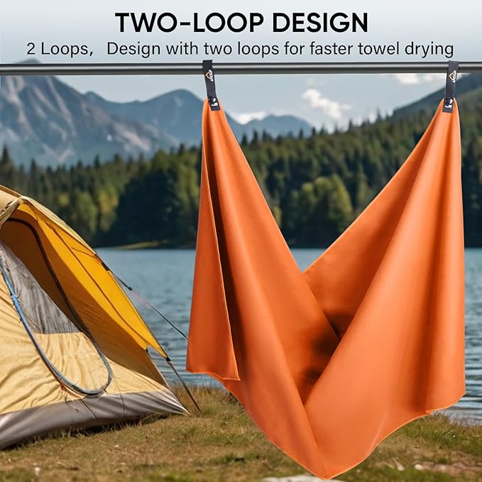 APEXUP Microfiber Travel Towel, Ultra Absorbent Quick Dry Towels, Lightweight Gym Sports Camping Towel for Workout, Yoga, Beach, Shower, Swimming (72"×40", Orange)