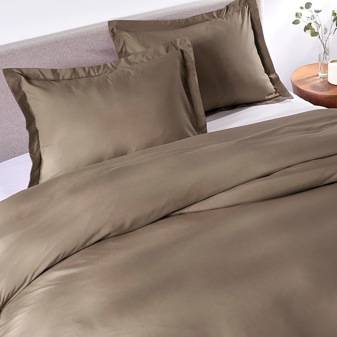 PeachSkinSheets 1500tc Level of Softness Soft Cooling Duvet Cover Set | Queen/Full Size - Light Mocha