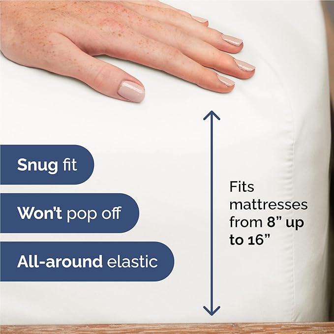 Full 6 Piece Sheet Set - Cooling, Comfy & Breathable - Hotel Luxury Bedding, Includes Fitted Sheet for Women, Men, Kids & Teens - 1 Flat, 1 Fitted Sheet, 4 Pillowcases w/Deep Pockets - Antique White