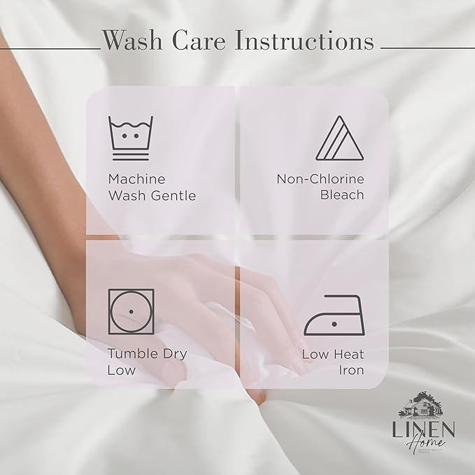 Linen Home 100% Cotton Percale Sheets King Size, Iris Lilac, Deep Pocket, 4 Pieces Set - 1 Flat, 1 Deep Pocket Fitted Sheet and 2 Pillowcases, Crisp Cool and Strong Bed Linen