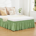 RIMELA Light Green Bed Skirt Queen Size 15 Inch Drop, Elastic Bed Skirting for Adjustable Bed Base and Frame, Bedding Dust Ruffle Easy to Install, Wrap Around Bedskirt