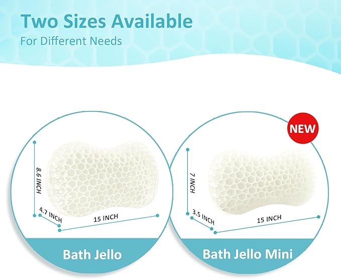 Sunlit Bath Jello Mini Gel Bath Pillows, Lumbar Pillow for Bathtub, Back Support Pillow, Gel Pillow with Non-Slip Suction Cups for Lumbar, Back Rest Support, Transparent White