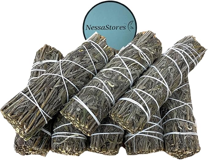 NessaStores 3 Dried Lavender Smudge Sticks, 4 Inch Hand Tied, All Natural, Ethically Sourced for Home Cleansing, Stress Relief, & Clearing Negative Energy. JC-144