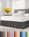 Wrap Around Dust Ruffle Bed Skirt - Charcoal - Twin/Twin XL Size Beds w/ 12 Inch Drop - Easy Fit Elastic Strap - Adjustable Pleated Bedskirt w/Brushed Fabric - Wrinkle Free - Women, Men, Kids & Teens