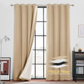 RYB HOME 4-in-1 Dust Filtering Curtains, Mountain Fires Smog Filter Drapes with Melt-Blown Fabric Noise Reducing Window Curtains for Nursery Bedroom, W52 x L84 inch, Biscotti Beige?2 Panels