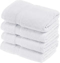 Superior Egyptian Cotton Pile Hand Towel Set of 4, Ultra Soft Luxury Towels, Thick Plush Essentials, Absorbent Heavyweight, Guest Bath, Hotel, Spa, Home Bathroom, Shower Basics, White