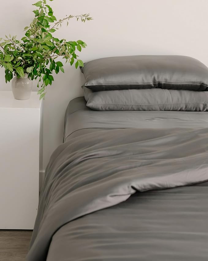 Cozy Earth Luxury Duvet Cover King - 100% Viscose from Bamboo - Ultra-Soft, Cooling & Lightweight Duvet Cover - Temperature-Regulating Bedding with Concealed Zip & Interior Snap Closures - Dove Grey
