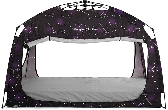 Indoor Instant Privacy Bed Tent for Sleeping,Quick Set-up Bed Canopies,Portable Bed Drapes with Large Space and 3 Doors (Starry, Twin)
