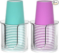 2 Pack Bathroom Cup Dispenser - Countertop 3 oz Bathroom Cup Holder for Dixie and Paper Cups - Mouthwash Cup Holder for 3oz Bathroom Cups（Clear）