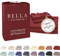 Bella Coterie Luxury Bamboo Viscose Twin XL Size Sheet Set | 100% Organically Grown | Ultra Soft | Cooling for Hot Sleepers | 18" Deep Pocket [Merlot]