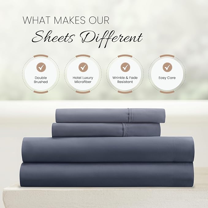 Linen Market Bed Sheets for Twin XL Size Bed (Stone) - Sleep Better Than Ever with These Soft and Cooling Twin XL Sheets - Deep Pocket Fits 16" Thick Beds - 4 Piece Twin XL Sheet Set