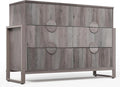 LGHM Fluted Dresser for Bedroom with 6 Drawers, Modern 6 Drawers Dressers with Semicylinder Fluted, Solid Chest of Drawers, 50" W Dresser with Bold Steel Frame, Metal Handles, Gray