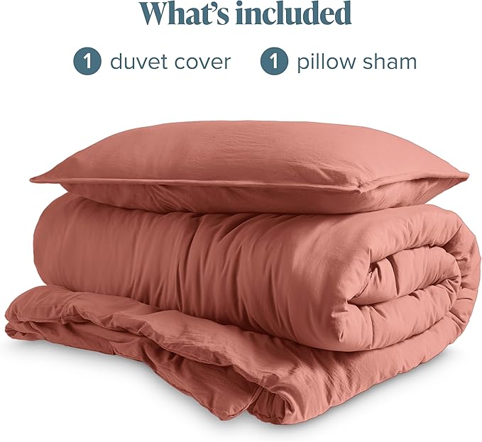 Bare Home Microfiber Duvet Cover Set - Ultra Soft Washed Microfiber - Twin/Twin Extra Long - Linen-Like Look - Easy Care - Breathable Fabric - Our Softest Duvet Cover Set (Twin/Twin XL, Dusty Rose)