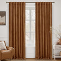 LAMIT Bronze Brown Velvet Curtains for Living Room 84 Inches Long, Luxury Thermal Blackout Drapes Mid Century Room Darkening Back Tab and Rod Pocket Panels for Bedroom, 2 Panels, 52 x 84 Inch