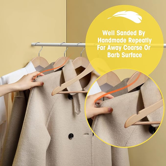 Wooden Hangers 30 Pack Clothes Hanger for Daily Used,Coat Hangers for Closet,Heavy Duty Wood Hanger for Suit, Shirts, Jackets, Dress, Pant （Light Natural）