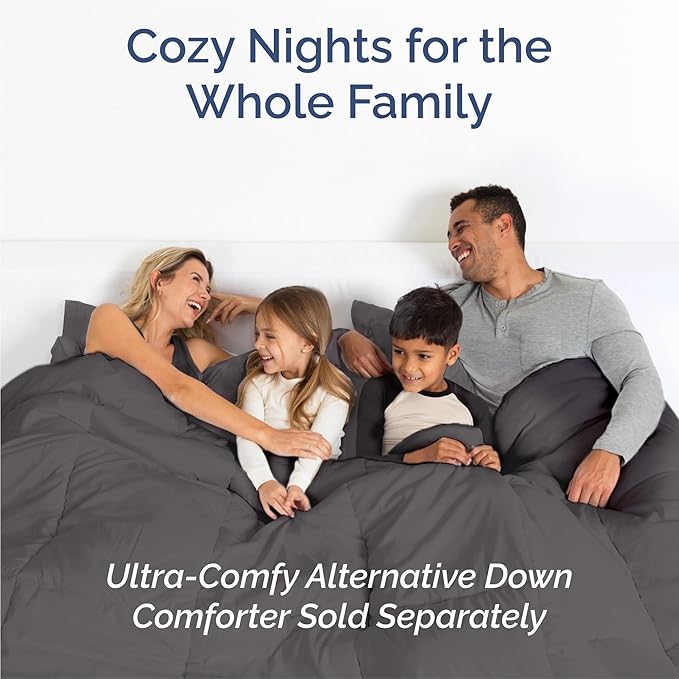 Split King 7 Piece Sheet Set - Cooling & Breathable - Hotel Luxury Bedding, Includes Fitted Sheets for Women, Men, Kids & Teens - 1 Flat, 2 Fitted Sheets, 4 Pillowcases with Deep Pockets - Dark Grey