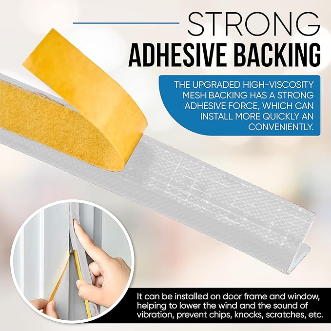 Adhesive V Shape Weatherstrip, Weather Stripping Door Seal Strip Foam Door Frame Insulation Side Jamb Bottom Groove Gap Filler Soundproof V Weatherstripping (White, 1/2 in x 1/2 in x 26 Ft)