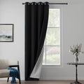 Black Heavy Soundproof Curtains for Window 3-in-1 Full Blackout Drapes Noise Canceling Heat Insulating Winter Curtains for Bedroom Living Room (1 Panel, Black, 50" x 84")
