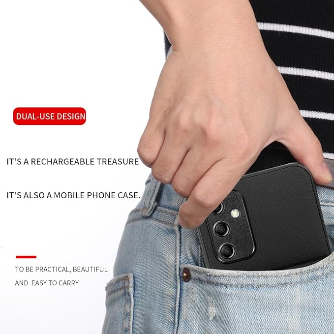 Fey Battery Case for Galaxy A34, Extended Charging Cases for Samsung Galaxy A34 5000mAh Rechargeable External Backup Power Bank Charger Cover, Black