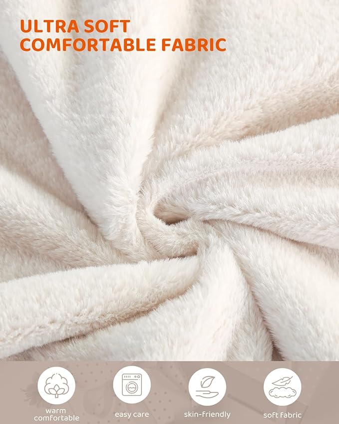 Heated Blanket Electric Blanket Queen Size, Super Soft Cozy Upgraded Flannel Heating Blanket with 9 Heating Levels & 1-9 Hours Auto Off, Fast Heat & Overheat Protection, 84" x 90", Blush White