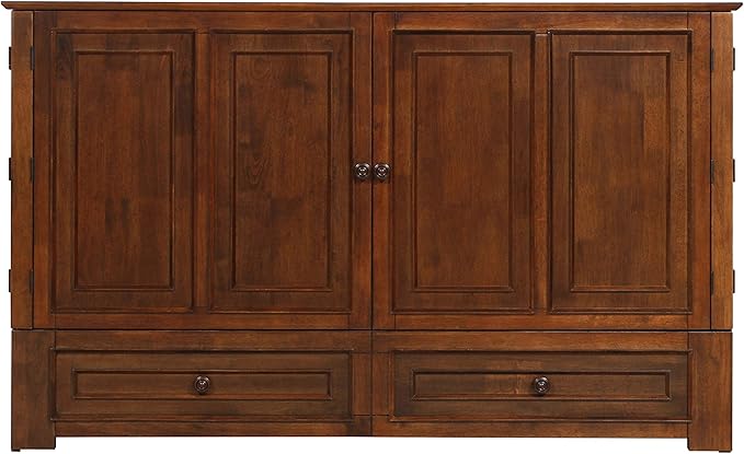Emurphybed Paradiseo Murphy Cabinet Chest Bed with Charging Station 6 Inch, Queen (Tobacco)