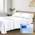 THREAD SPREAD 100% Cotton Sheets Full Size Set - 400 Thread Count 4 PC Full Size Sheet Sets Cotton, (White), Ultra Soft, Breathable, Cooling, Sateen Weave 16" Deep Pocket Bedsheet for Hot Sleepers