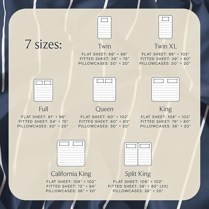 LuxClub 3 PC Twin Sheet Set, Deep Pockets Wrinkle Free Cooling Bed Sheets Hotel Bedding for Women, Men, Kids & Teens, Includes 1 Fitted Sheet, 1 Flat Sheet and 1 Pillowcase-Striped - Navy