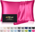 Silk Pillowcase for Hair and Skin, Mulberry Silk Pillow Cases Queen Size, Anti Acne Cooling Beauty Sleep Both Sides Natural Silk Satin Pillowcases with Hidden Zipper, Gifts for Women Men, Hot Pink