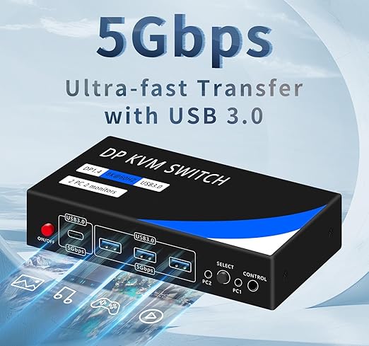Dual Monitor Kvm Switch 2 Monitors 2 Computers HDMI 4k@60HZ,USB3.0. kvm switches 1 Monitors 2 Monitor 2 Computers,USB switcher 2 Computers Keyboard Mouse Switch (USB3.0+8KDP)