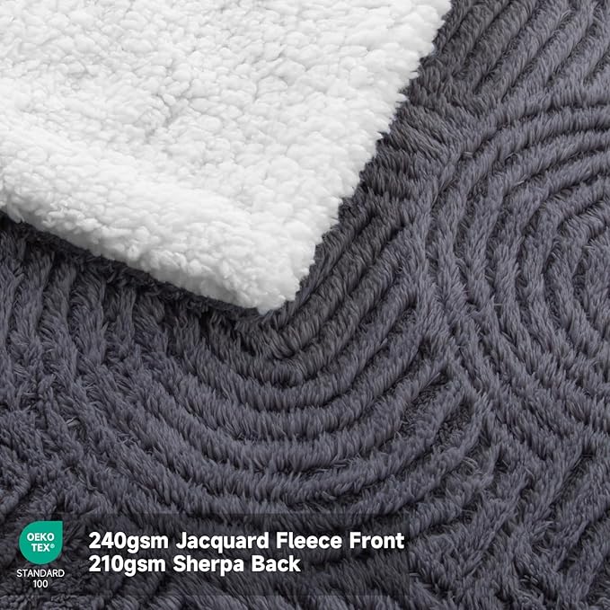 Heated Blanket Twin Size- 62"x84" Cozy Soft Jacquard Heating Blanket with 4 Heat Levels & 4 Hours Auto-Off, Jacquard Fleece, Overheating Protection, Warm Gifts, Grey
