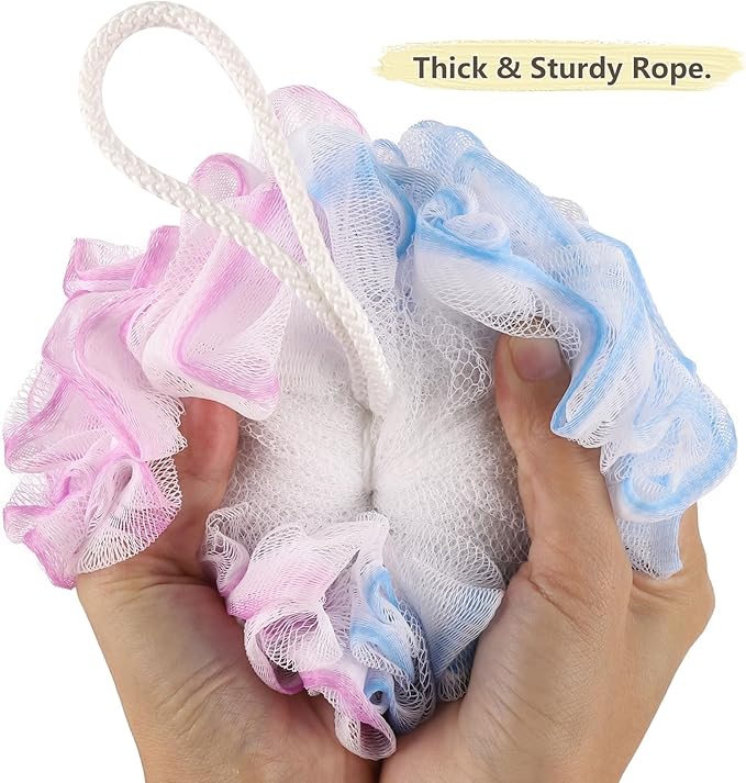 BTYMS 4 Pieces Shower Loofahs Bath Sponges 60g Bath Scrunchies Mesh Pouf Exfoliating Loofa for Body Washing