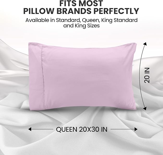 Pillow Covers by Utopia Bedding - Queen Size 2-Pack – Soft Brushed Microfiber – Perfect for Hospitals, Hotels, Guest Rooms – Oeko-TEX Certified, 20x30 Inches (Lavender)
