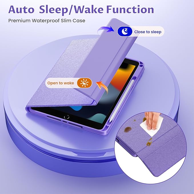 OYEEICE for iPad 9th Generation Case with Keyboard 10.2 Inch - Detachable Backlit Keyboard 360 Rotatable Cover with Pencil Holder for iPad 9th/8th/7th Gen 10.2 Inch, Air 3rd Gen & Pro 10.5" - Purple