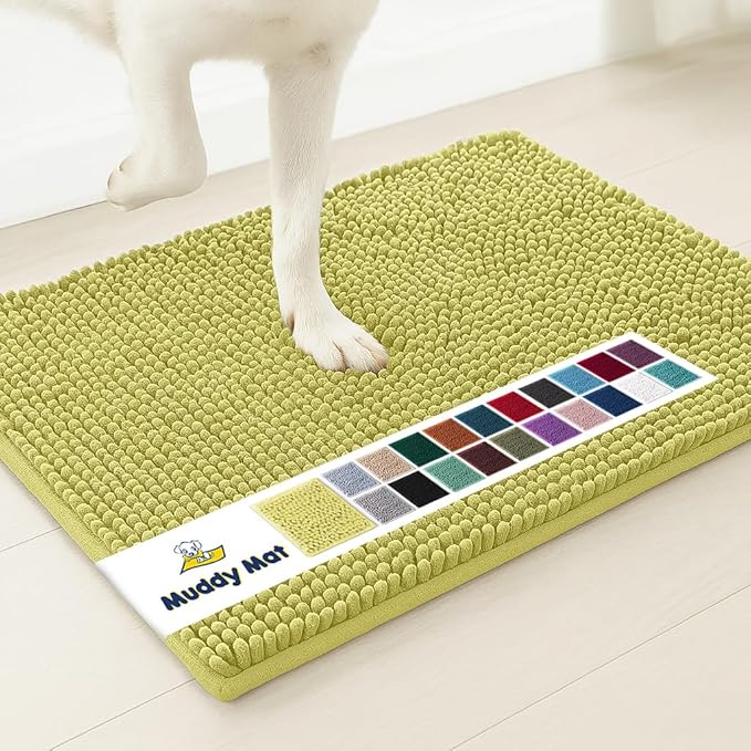 Muddy Mat® | Super Absorbent Door Mat Indoor, Microfiber Quick Dry Chenille Entryway Rug, Non-Slip Front Door Mat, Indoor Mats for Entryway, Machine Washable Pet Rug, Yellow 24"x35"