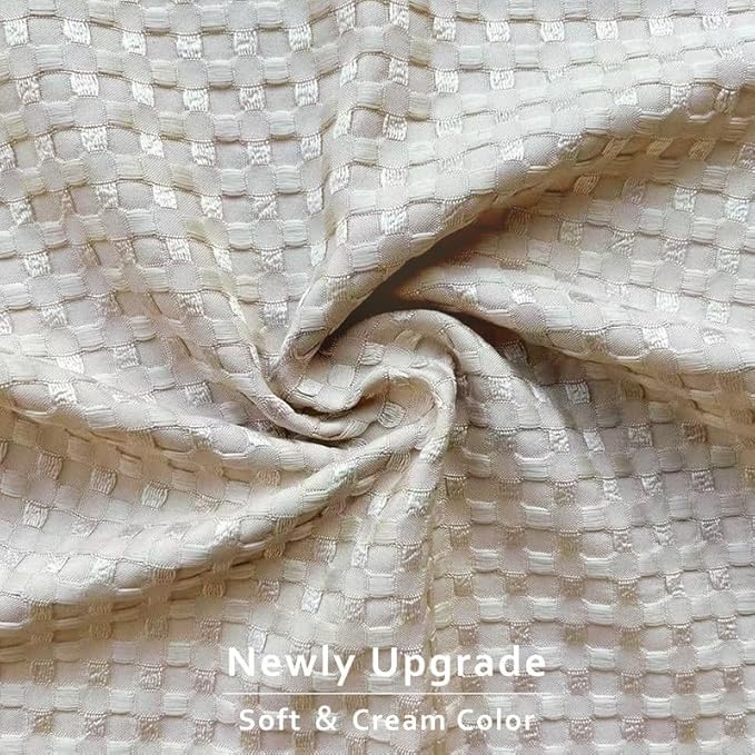 MIYE Pleated Waffle Weave Bed Skirt, Tailored Dust Ruffle 18 Inch Drop Easy Fit, Machine Washable,No Split Corners (Beige, Queen - 18" Drop)