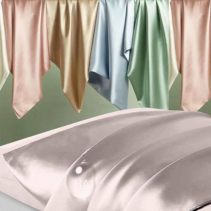 Silk Pillowcase 2 Pack, Mulberry Silk Pillow Cases Queen Size Set of 2, Anti Acne Silk Pillowcase for Hair and Skin, Natural Silk Satin Pillowcases for Sleeping Women 2 Pack with Zipper, Taupe