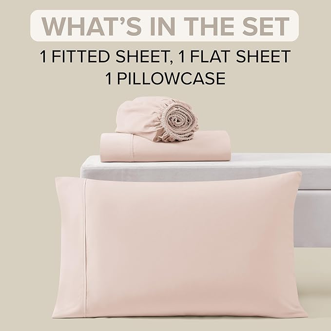 UGG Twin Sheet Set, 3-Piece Luxury Cooling Twin Sheets Set, Deep Pockets, Premium Bedding with 1 Pillow Sham, Machine Washable, Soft Lightweight, Pink (Hedi)