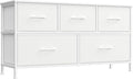 SONGMICS Dresser for Bedroom, Chest of Drawers, Steel, MDF, 5 Non-Woven Fabric Drawers, Storage Organizer Unit, Closet, Entryway, Cloud White and Snow White ULGS322W01S