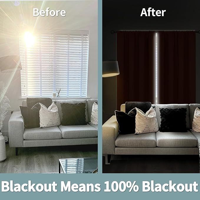 BGment Burnt Orange 100% Blackout Curtains for Bedroom, Fall Full Room Darkening Noise Reducing Living Room Curtains 63 Inch Length, Thermal Insulated Rod Pocket Window Drapes 2 Panels, 52 Inch Wide