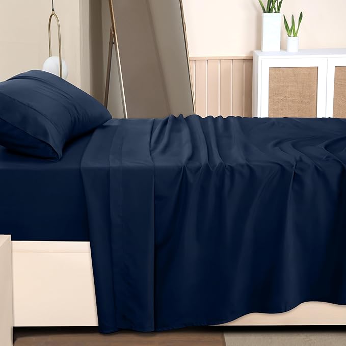 Utopia Bedding Twin XL Sheet Set – 3 Piece Bed Sheets for Twin XL Size Bed, Soft and Breathable Microfiber, Includes 1 Fitted Sheet, 1 Flat Sheet and 1 Pillowcase (Navy Blue)